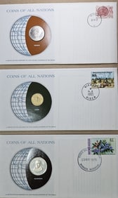 (3) Coins of All Nations w/Stamps
