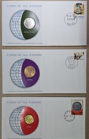 (3) Coins of All Nations w/Stamps