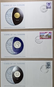 (3) Coins of All Nations w/Stamps