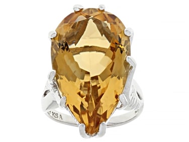 19.6 ct. Natural Citrine Sterling Silver Ring