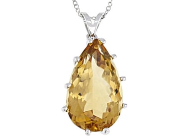 21 ct.  Citrine Sterling Silver Pendant w/ chain