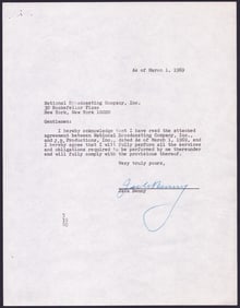 1969 Jack Benny Signed Document -