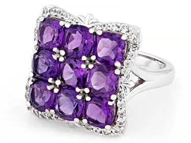 Sterling Silver Multi Amethyst Ring