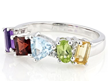 Multi Gemstone Sterling Silver Ring