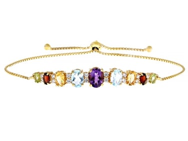 18k YG Plated Sterling Silver Multi Gem Bracelet