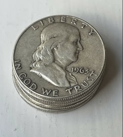 Lot of (5) Random Date Franklin Half Dollars -