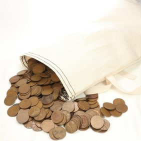 Canvas Bag of 475 Lincoln Wheat Cents