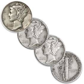 (4) Random Date/Mixed Grade Mercury Dimes
