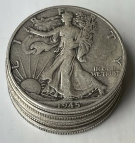 Lot of 5 Walking liberty Half Dollars Random Date
