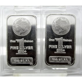 (2) Morgan Design 1 oz Silver Bars