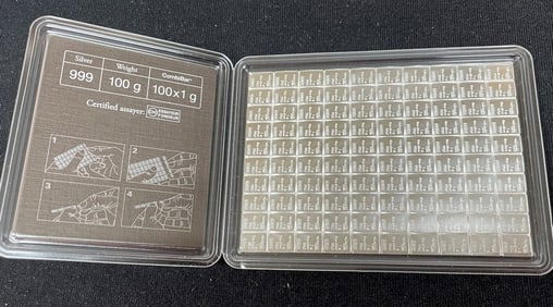 100 Gram Valcambi Silver Multi Bar