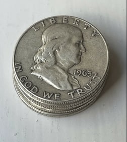 (5) Random Date Franklin Halves 90% Silver