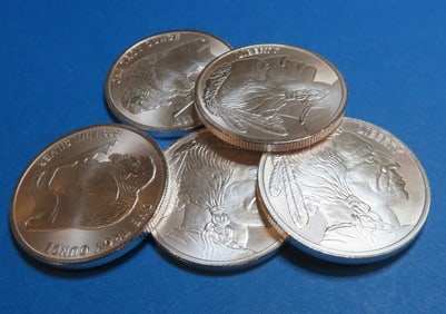 (5) Buffalo Design 1 oz Silver Rounds