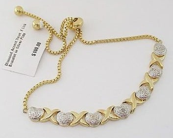Gold Plated Silver & Natural Diamond Bracelet $100
