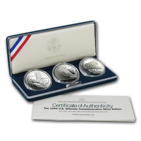 1994 Three Coin Veterans Commemorative Silver Set