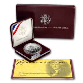 1993 Jefferson 250th Silver Dollar in OMP