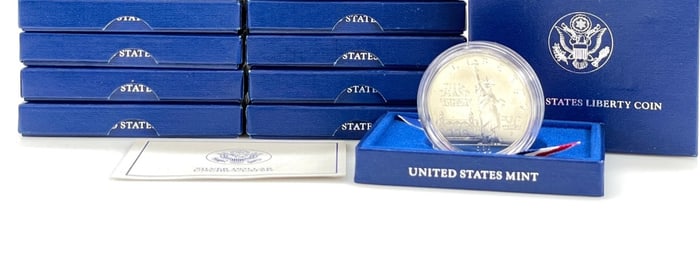 (10) 1986 US Statue of Liberty Silver Dollars