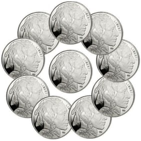 (10) Buffalo Design Silver 1 oz Rounds