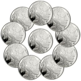 (10) Buffalo Design Silver 1 oz Rounds