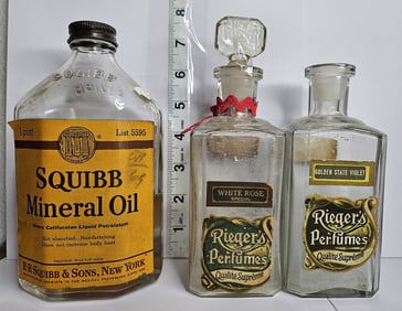 Lot of 3 Antique Collectible Bottles - Perfume-Oil