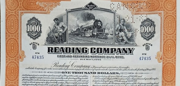 1945 Reading Railroad 50 yr. Stock Mortage Stock