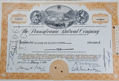 1959 Pennsylvania Railroad Stock Certificate
