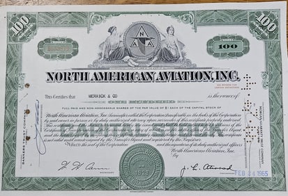 1965 N. American Aviation Stock Certificate