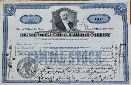 1940 NY Central Railroad Stock Certificate