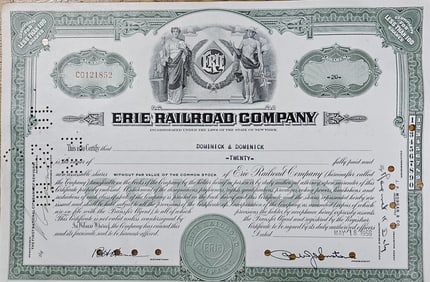 1956 Erie Railroad Co. Stock Certificate
