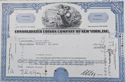 1965 Consolidated Edison Co of NY Stock Cert.