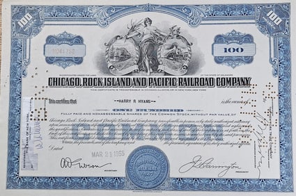 Chicago-Rock Island-Pacific Railroad Stock Cert.