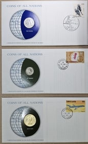 (3) Coins of All Nations w/Stamps