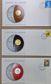 (3) Coins of All Nations w/Stamps