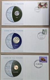 (3) Coins of All Nations w/Stamps
