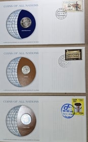 (3) Coins of All Nations w/Stamps