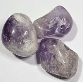 Lot of (3) Natural Amethyst Tumbled Stones