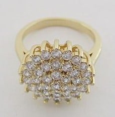 Gold Tone CZ Cluster Ring