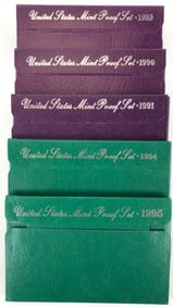 1989-90-91-94-95 US Mitn Proof Sets