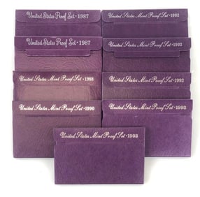 1987-87-88-90-92-92-92-93-93 US Mint Proof Sets