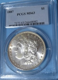 1887 MS 63 PCGS Morgan Silver Dollar