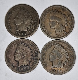 (4) Pre 1900 Indian Head Cents