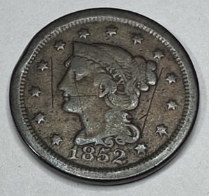 1852 Scratches Large Copper Cent