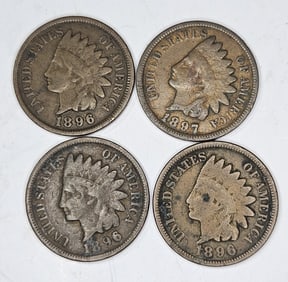 (4) Pre 1900 Assorted Date Indian Head Cents