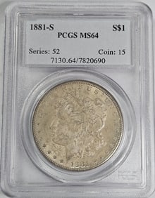 1881 s MS 64 PCGS Morgan Silver Dollar
