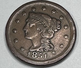 1851 VG Grade Large Copper Cent