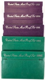 1989-90-91-94-95 US Mitn Proof Sets