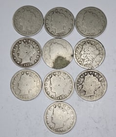 (10) Liberty Head V Nickels- Assorted Dates