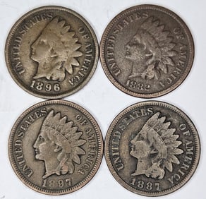 1896-1882-1897-1887 Indian Head Cent Lot