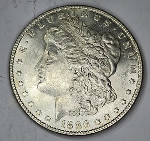 1886 AU-BU Semi PL Fields Morgan Dollar