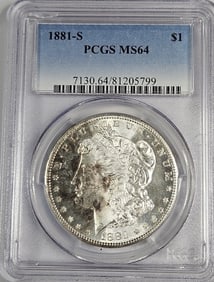 1881 S MS 64 PCGS Morgan Silver Dollar